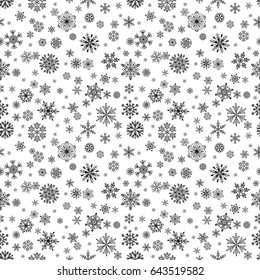 Snowflake vector seamless pattern.