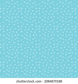 Snowflake vector seamless pattern on blue background