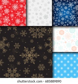 Snowflake vector seamless pattern weather traditional winter december wrapping paper christmas background.