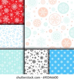 Snowflake vector seamless pattern weather traditional winter december wrapping paper christmas background.