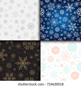 Snowflake vector seamless pattern weather traditional winter december wrapping paper christmas background.
