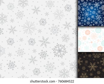 Snowflake vector seamless pattern weather traditional winter december wrapping paper christmas background.