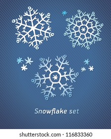Snowflake Vector set. Blue background