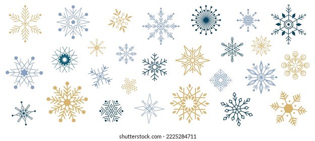 snowflake vector set, collection of winter simple decoration