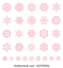 Snowflake vector set in neutral colors. Snow flakes background.