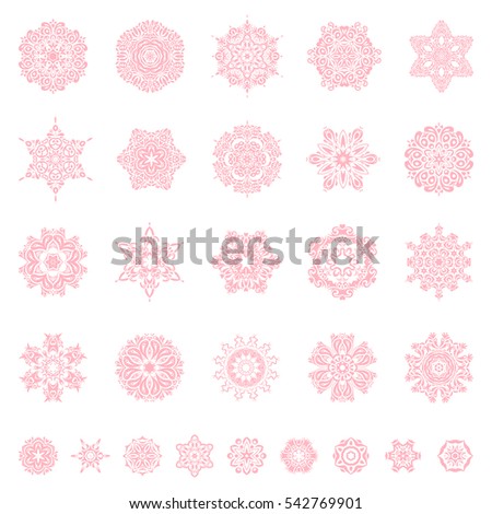Snowflake vector set in neutral colors. Snow flakes background.