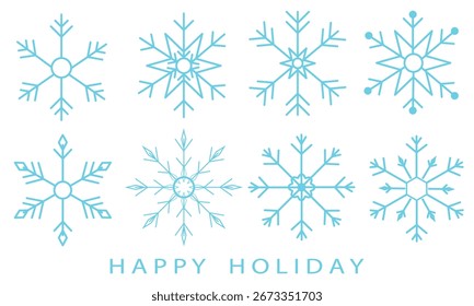 Conjunto de Vector de copo de nieve para el diseño de decoración de invierno y Navidad. Feliz año Nuevo. Feliz Festiva.