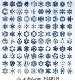 Snowflake Vector Shapes for winter and Christmas. Contain different snowflakes from simple to complex with different looks: natural, geometric, abstract, floral, decorative and mandala.