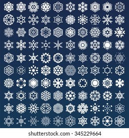 Snowflake Vector Shapes for winter and Christmas. Contain different snowflakes from simple to complex with different looks: natural, geometric, abstract, floral, decorative and mandala.