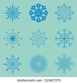 snowflake vector sign on green background