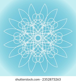 Snowflake vector simple abstract pointed shape on blue gradient background