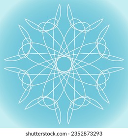Snowflake vector simple shape with horns on a blue winter background