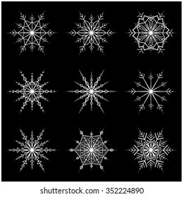Snowflake vector symbol silhouette design. christmas winter icon  illustration isolated on the black background.