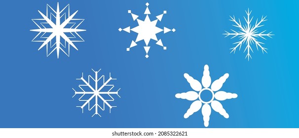 snowflake vector symbols set.snowflake on winter blue background. winter season christmas concept.