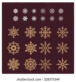 Snowflake Vector Vintage Ornaments Set