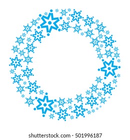 Snowflake vector wreath isolated. Snow flake circle frame. Round winter background.