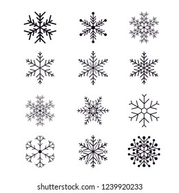 Snowflake Vectors Winter on white background