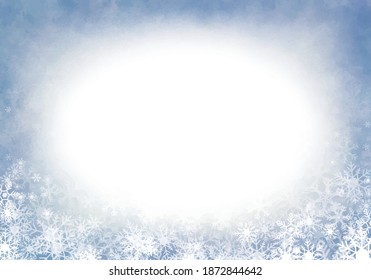 Snowflake watercolor background card frame