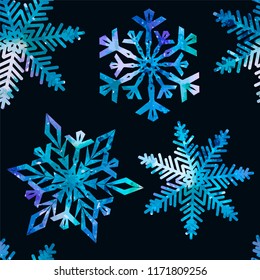 snowflake watercolor seamless background. vector