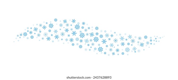 Snowflake wave. Christmas pattern. Snowflakes with different patterns and sizes. Template for a postcard. Vector illustration.