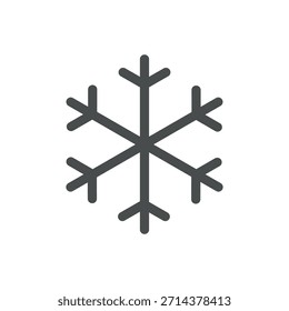 Wettersymbol Schneeflocke. Dünne Kristalldarstellung für Frost, kalte Temperatur und Wintersaison. Isolierte Kontur-Vektorsymbol, bearbeitbares Strichpiktogramm, minimales lineares Zeichen