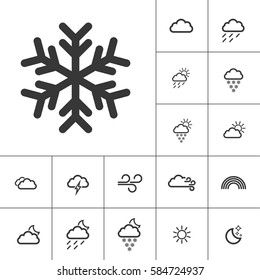 snowflake. Weather Icons with White Background