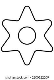 Snowflake, señal del fenómeno meteorológico - imagen lineal vectorial para el libro de colorear, logotipo o pictograma. Esquema. Copo de nieve para signo o icono