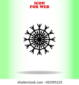 Snowflake web icon. Black illustration on white background