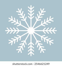 Snowflake. White ice snowflake on blue background. Crystals, Christmas, new year. Winter symbol.