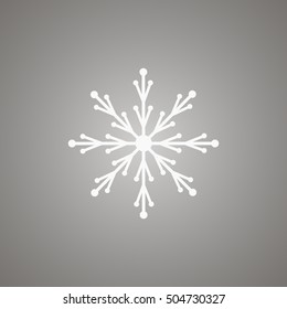 snowflake white, on grey background, winter, symbol, vector