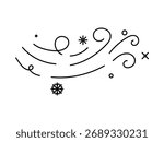 Snowflake wind, winter snowstorm filled illustration
