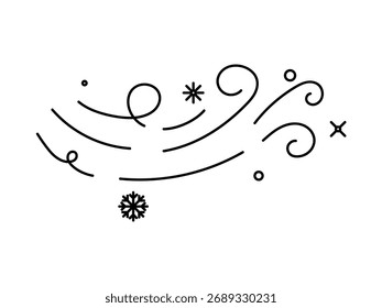 Snowflake wind, winter snowstorm filled illustration