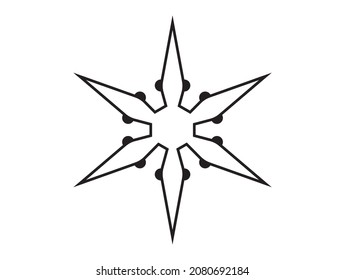 Schneeflocken Winterschwarz einzeln auf Silhouette