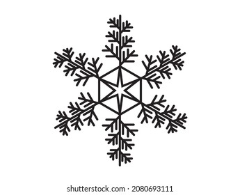silueta de icono aislado negro de invierno con copo de nieve
