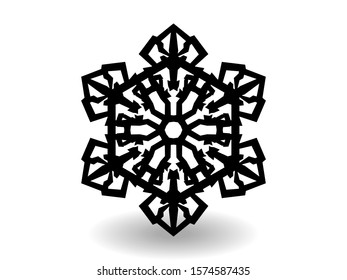 snowflake winter of black isolated silhouette on white background. christmas snowflakes collection free vector. EPS 10.
