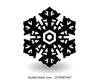 snowflake winter of black isolated silhouette on white background. christmas snowflakes collection free vector. EPS 10.
