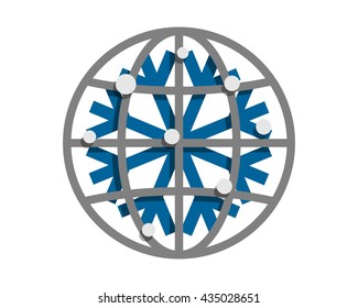 snowflake winter blue globe image vector