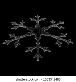 Schneeflocken Winter Weihnachten fallender Schnee Wireframe Low-Poly-Mesh Vektorgrafik