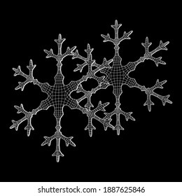 Schneeflocken Winter Weihnachten fallender Schnee Wireframe Low-Poly-Mesh Vektorgrafik