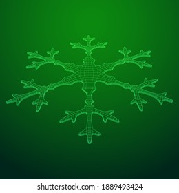 Snowflake winter Christmas falling snow Wireframe low poly mesh vector illustration