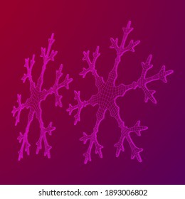 Snowflake winter Christmas falling snow Wireframe low poly mesh vector illustration