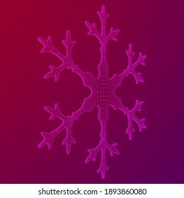Snowflake winter Christmas falling snow Wireframe low poly mesh vector illustration