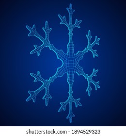 Snowflake winter Christmas falling snow Wireframe low poly mesh vector illustration