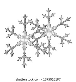 Snowflake winter Christmas falling snow Wireframe low poly mesh vector illustration