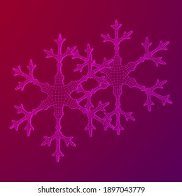 Snowflake winter Christmas falling snow Wireframe low poly mesh vector illustration