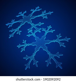 Schneeflocken Winter Weihnachten fallender Schnee Wireframe Low-Poly-Mesh Vektorgrafik