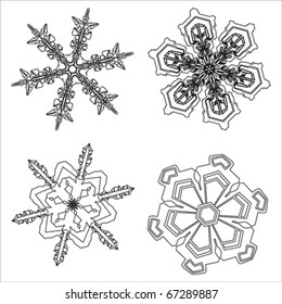 Snowflake winter Christmas flat icon set. Winter holiday symbol, vector , isolated on white
