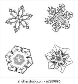 Snowflake winter Christmas flat icon set. Winter holiday symbol, vector, isolated on white