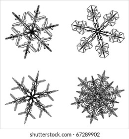 Snowflake winter Christmas flat icon set. Winter holiday symbol, vector, isolated on white
