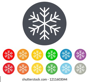 Snowflake Winter Christmas Icon Button Vector Set